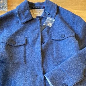 ELIE TAHARI Alpaca Wool Shirt Jacket XL-Blue-Gray/Tan $795